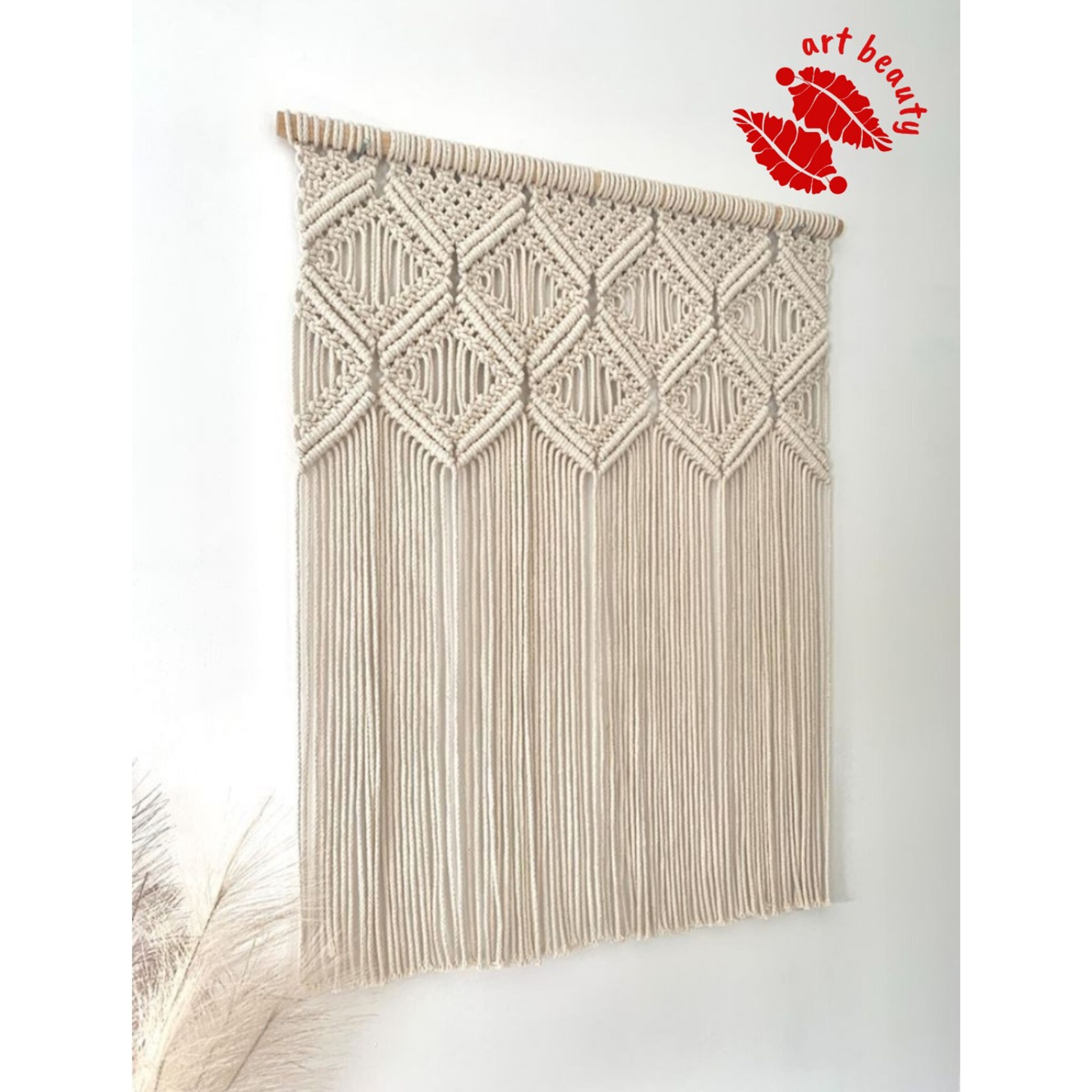 فروش اینترنتی دیوارکوب آویز لوزی مکرومه طرح ریما