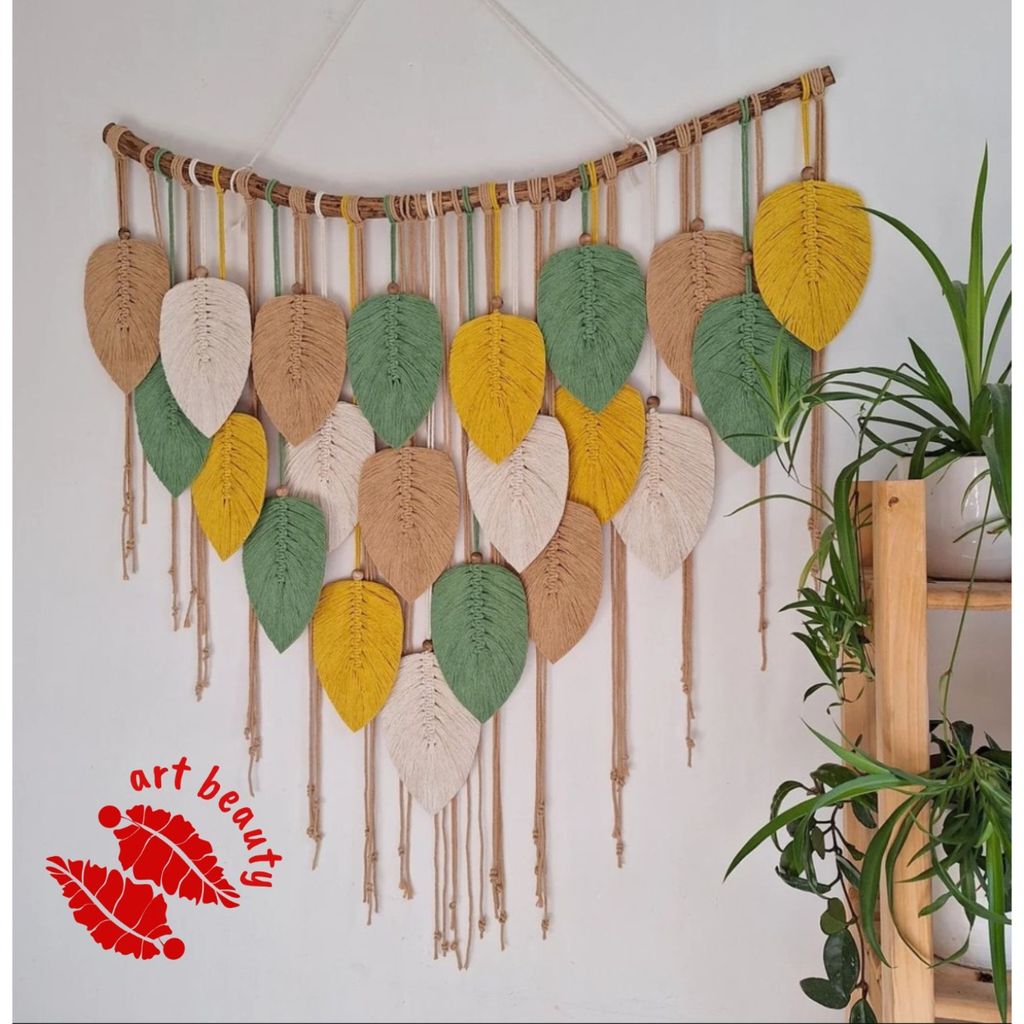 فروش اینترنتی دیوارکوب برگ مکرومه بافی دکوراتیو مدل سام