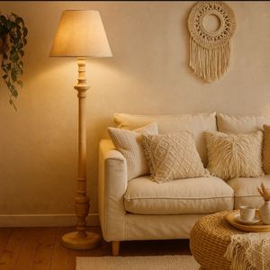 آباژور ایستاده چوبی مدل ارغوان با شید مخروطی