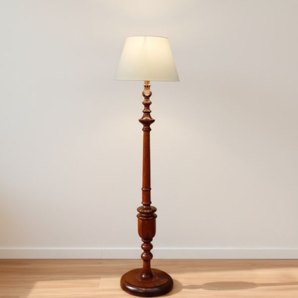 آباژور ایستاده چوبی مدل ارغوان با شید مخروطی