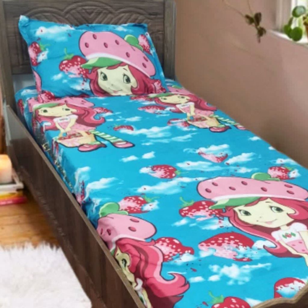 خرید انلاین روتختی نیم ست یک نفره دختر توت فرنگی