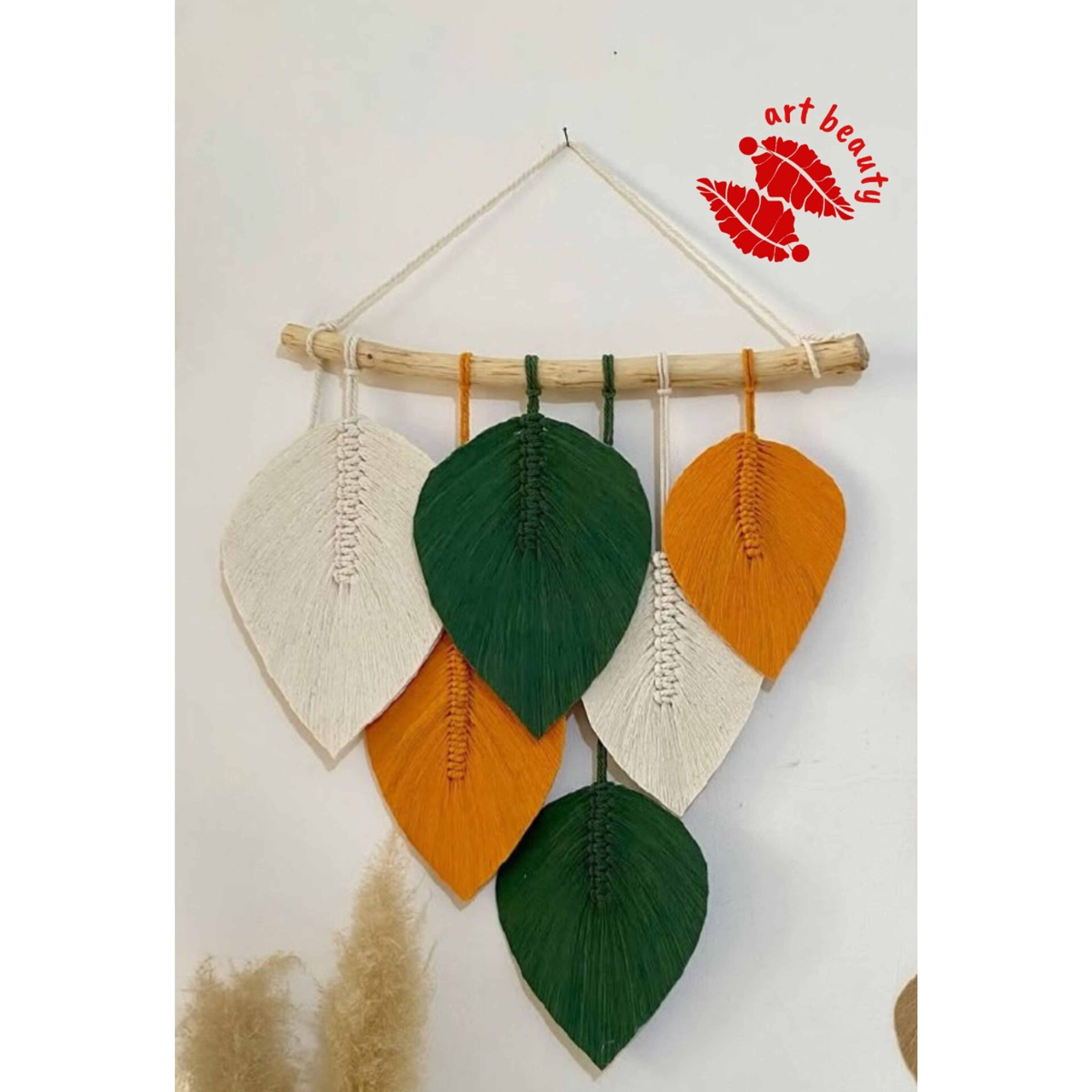 خرید اینترنتی دیوارکوب آویز مکرومه بافی برگ طرح موهان