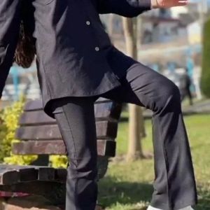 مشخصات ست مانتو وشلوار بوت کات .یقه مردانه