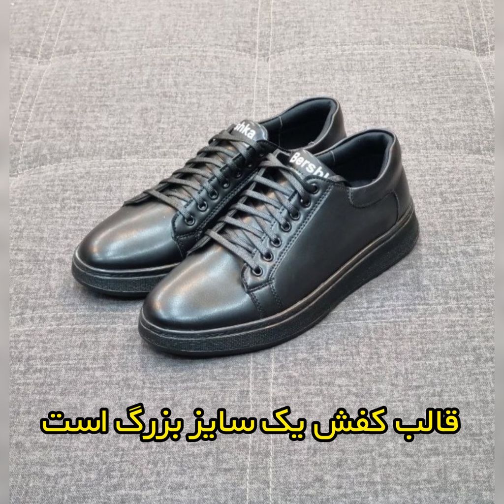 فروش اینترنتی کفش چرم مردانه طرح برشکا دور دوخت مشکی