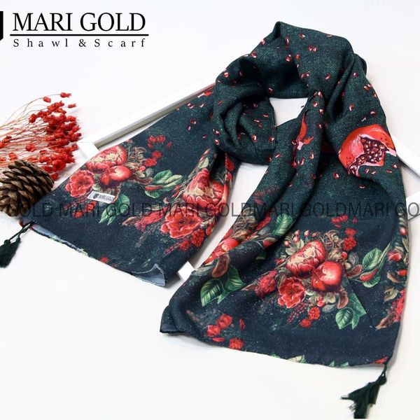 شال یلدا نخی اعلا منگولدار ماری گلد