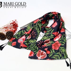 خرید اینترنتی شال یلدا نخی اعلا منگولدار ماری گلد