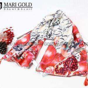 فروش اینترنتی شال یلدا نخی اعلا منگولدار ماری گلد