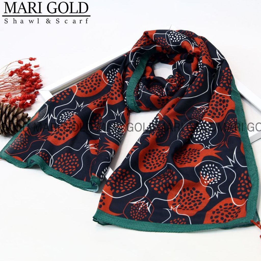 خرید آنلاین شال یلدا نخی اعلا منگولدار ماری گلد