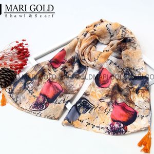 خرید اینترنتی شال یلدا نخی اعلا منگولدار ماری گلد