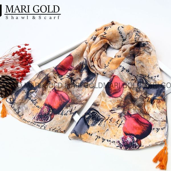 شال یلدا نخی اعلا منگولدار ماری گلد