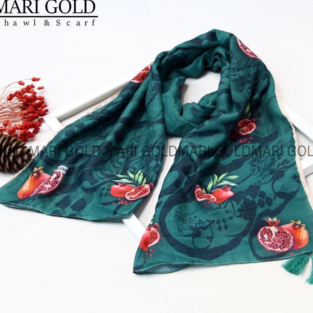 خرید آنلاین شال یلدا نخی اعلا منگولدار ماری گلد