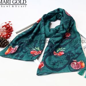 خرید آنلاین شال یلدا نخی اعلا منگولدار ماری گلد