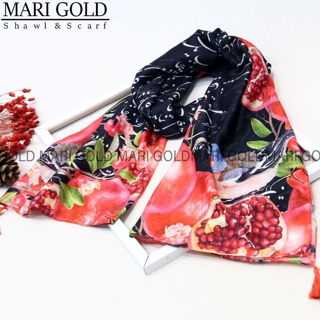 خرید آنلاین شال یلدا نخی اعلا منگولدار ماری گلد