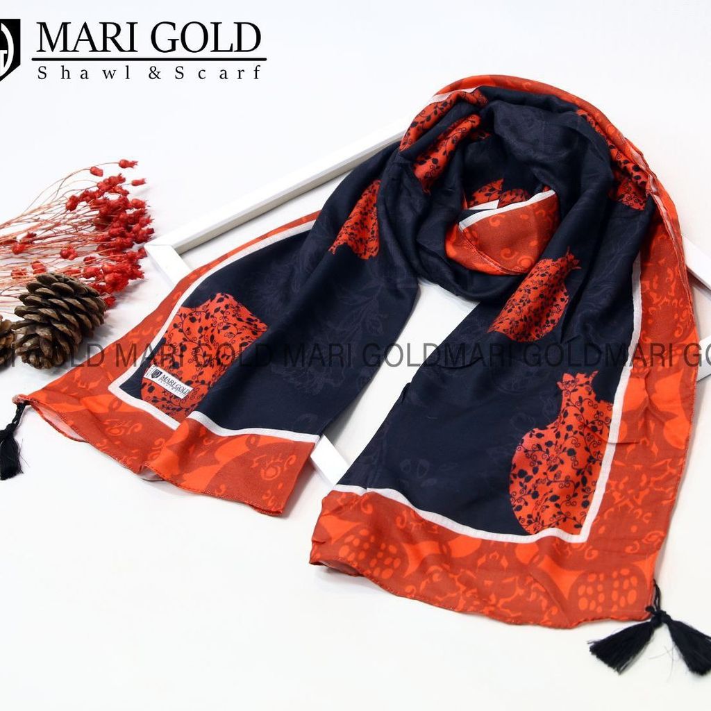 فروش اینترنتی شال یلدا نخی اعلا منگولدار ماری گلد