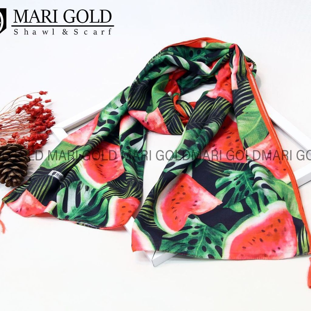 فروش اینترنتی شال یلدا نخی اعلا منگولدار ماری گلد