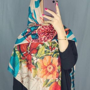 خرید اینترنتی روسری تم شب یلدا نخی قواره بزرگ یلدایی