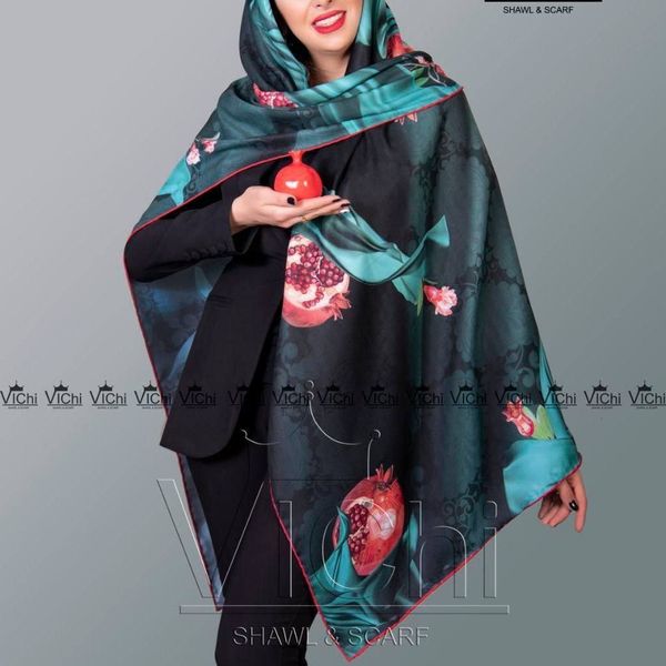 روسری تم شب یلدا نخی قواره بزرگ یلدایی