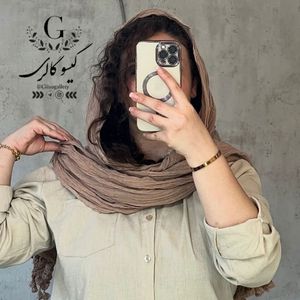 فروش اینترنتی شال هنرمندی کنفی منگولدار ریسه ای بلند