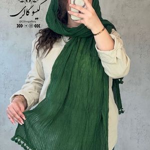 خرید اینترنتی شال هنرمندی کنفی منگولدار ریسه ای بلند