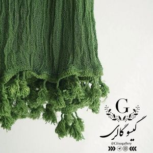 خرید آنلاین شال هنرمندی کنفی منگولدار ریسه ای بلند