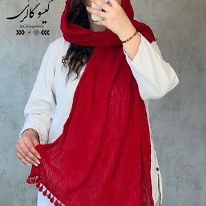 فروش اینترنتی شال هنرمندی کنفی منگولدار ریسه ای بلند