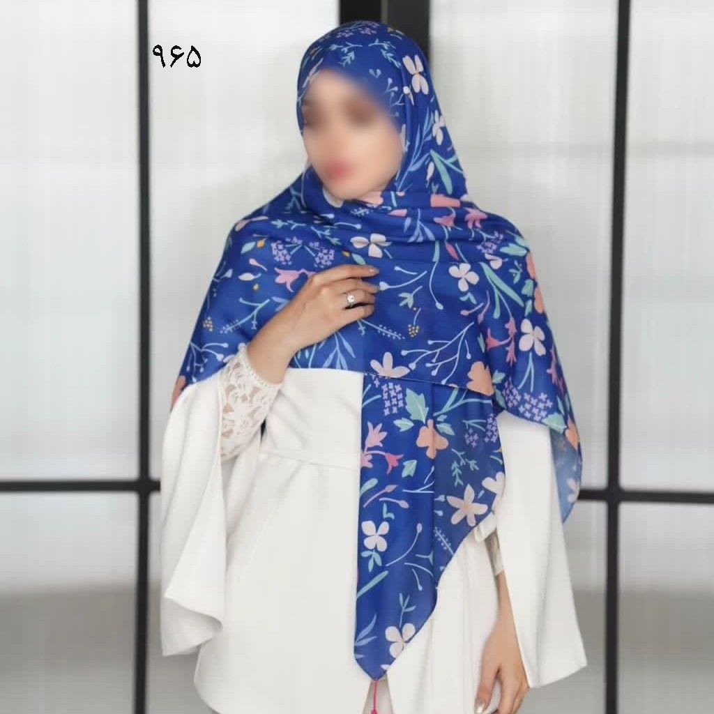 خرید اینترنتی شال و روسری نخی اسپان چهارفصل اعلاء طرح آبی آبرنگی یک عددی انتخابی همراه با هدیه و ارسال رایگان 