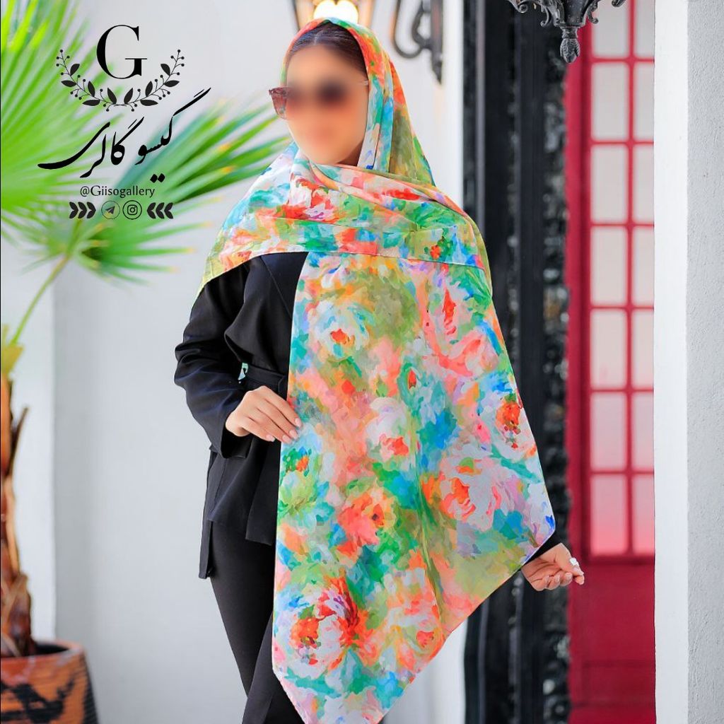 خرید آنلاین شال و روسری  اسپان نخ چهارفصل اعلاء طرح آبرنگی
