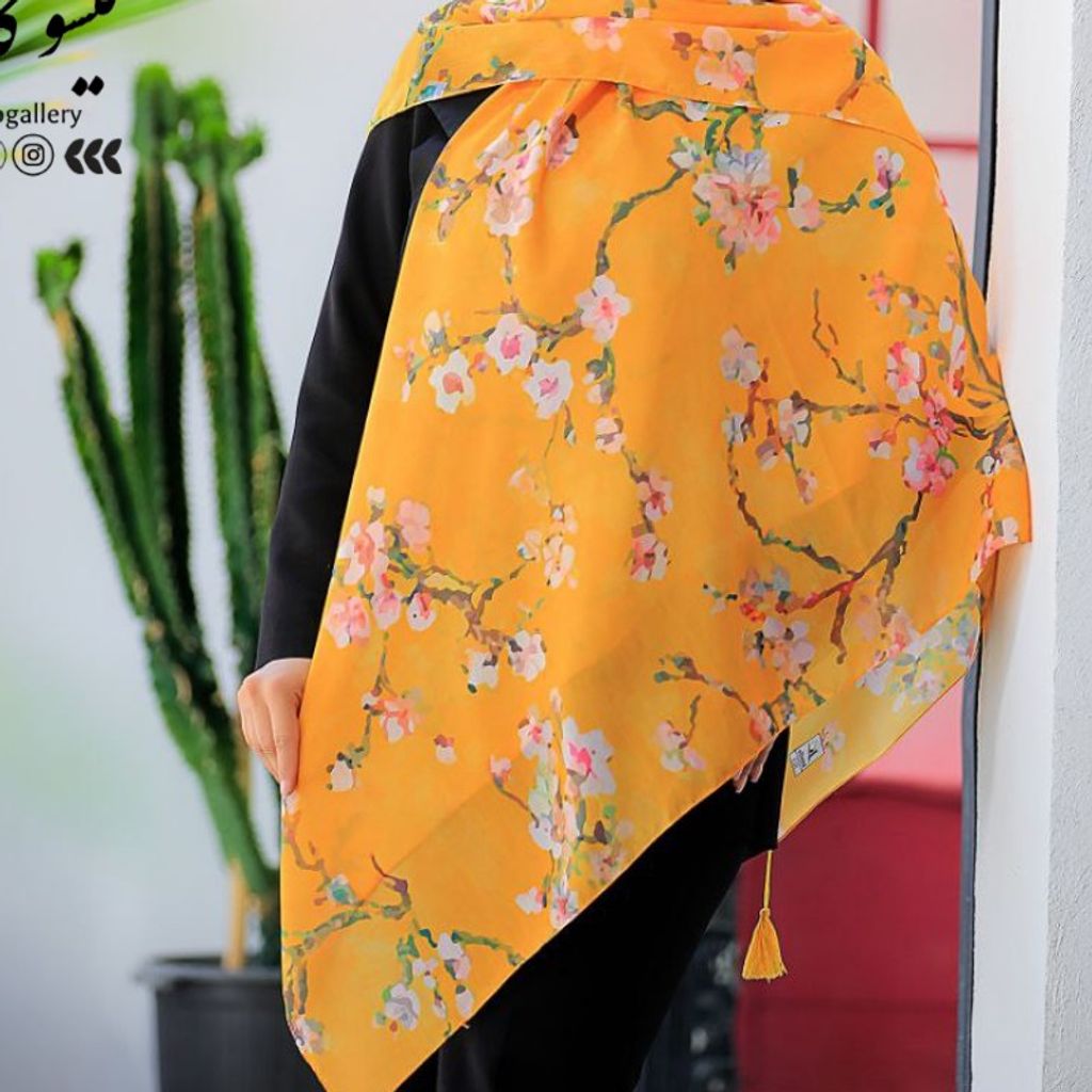 فروش اینترنتی روسری و شال اسپان  منگولدار  گل پنبه  آبرنگی منگولدار