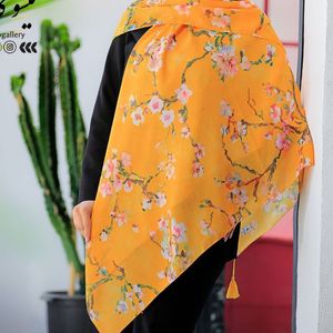 فروش اینترنتی روسری و شال اسپان  منگولدار  گل پنبه  آبرنگی منگولدار