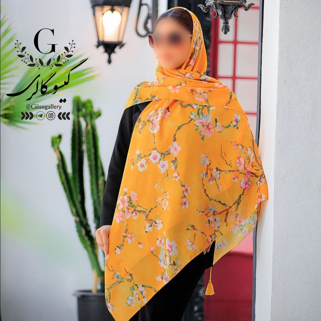 خرید آنلاین روسری و شال اسپان  منگولدار  گل پنبه  آبرنگی منگولدار