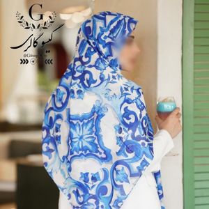 خرید اینترنتی روسری و شال اسپان نخ منگولدار طرح آبرنگی