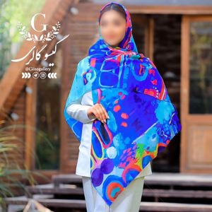 خرید آنلاین شال و روسری نخی اسپان چهارفصل اعلاء طرح آبرنگی