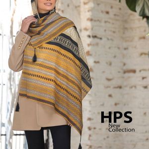 خرید اینترنتی شال پارچه  اعلاء منگولدار طرح ماسوری  رنگبندی