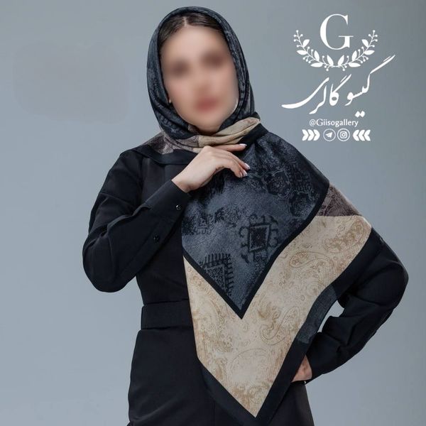 روسری طرح لیپار رنگبندی دستدوز قواره دار پارچه چهار فصل