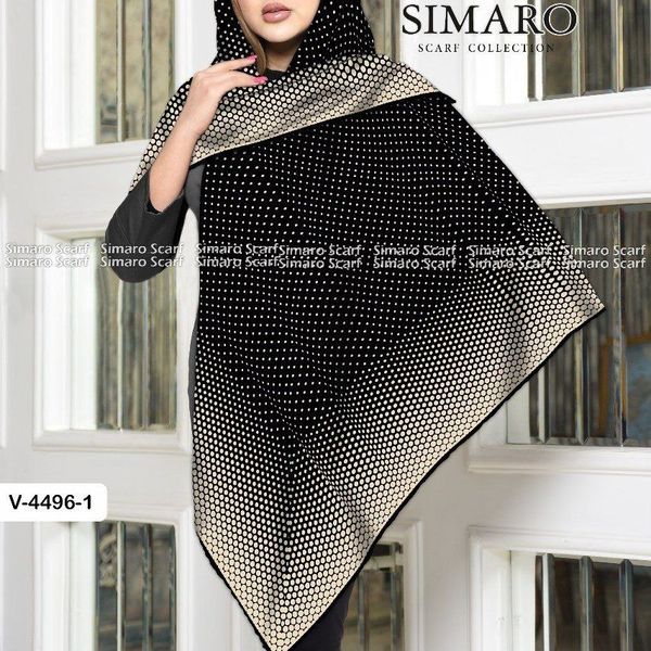 روسری حریر کرپ دستدوز  قواره بزرگ برند سیمارو