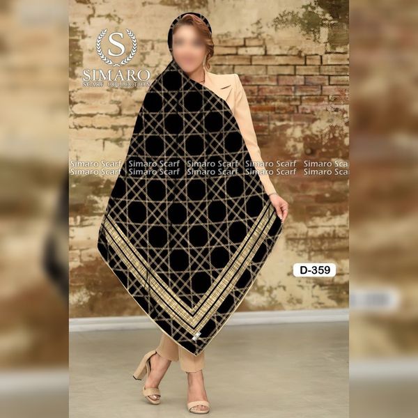 روسری حریر کرپ دستدوز  قواره بزرگ برند سیمارو