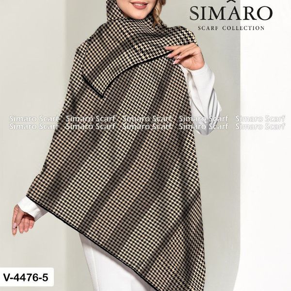 روسری حریر کرپ دستدوز  قواره بزرگ برند سیمارو