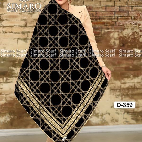 روسری حریر کرپ دستدوز  قواره بزرگ برند سیمارو
