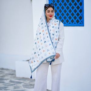 خرید آنلاین شال نخی اعلاء طرح ترند انتخابی منگولدار رنگبندی میکس ارسال فوری