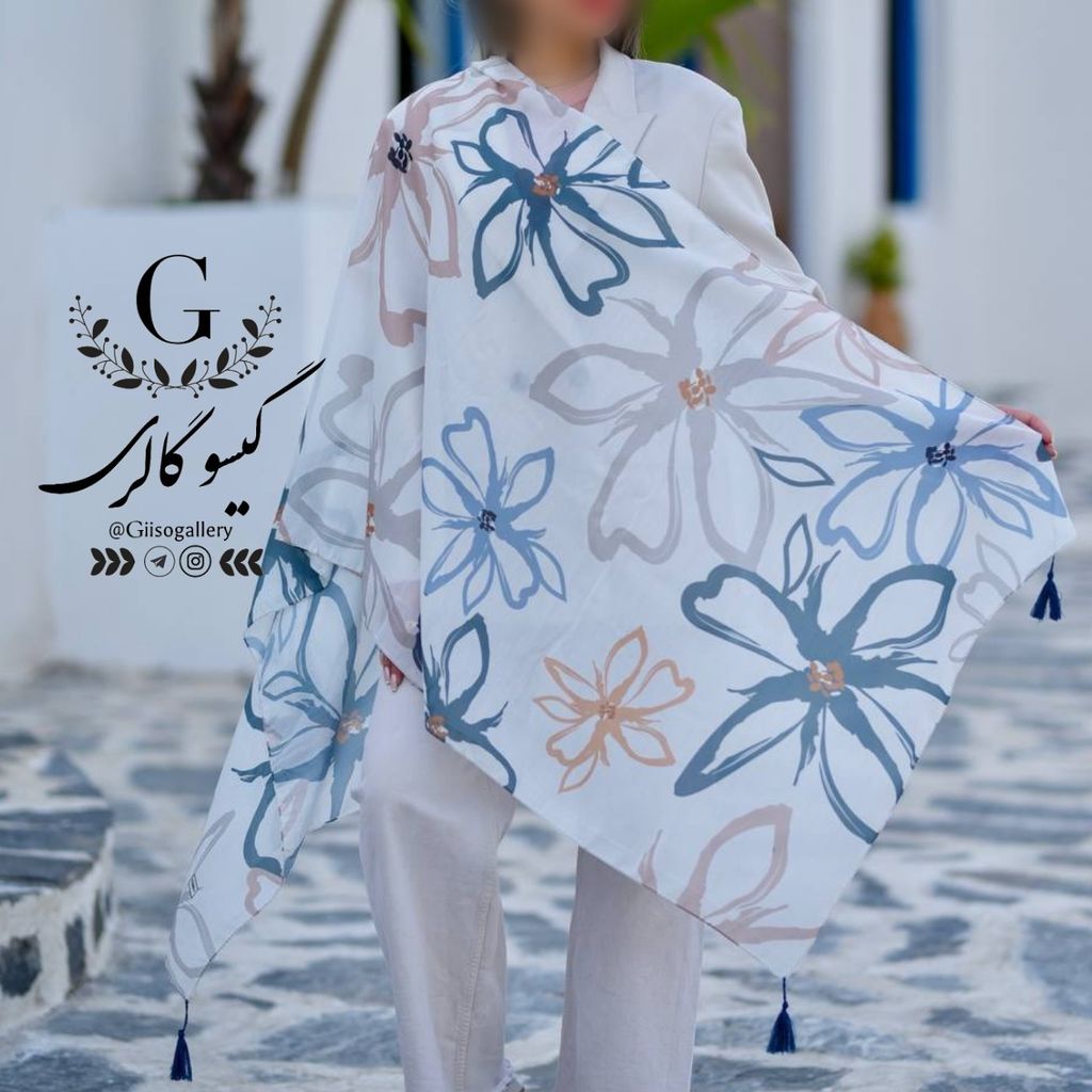 خرید اینترنتی شال نخی اعلاء طرح ترند انتخابی منگولدار رنگبندی میکس ارسال فوری