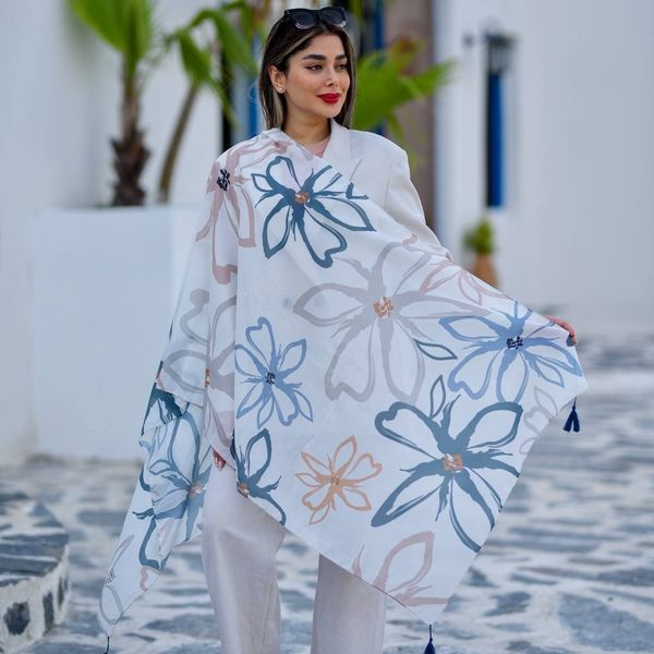 شال نخی اعلاء طرح ترند انتخابی منگولدار رنگبندی میکس