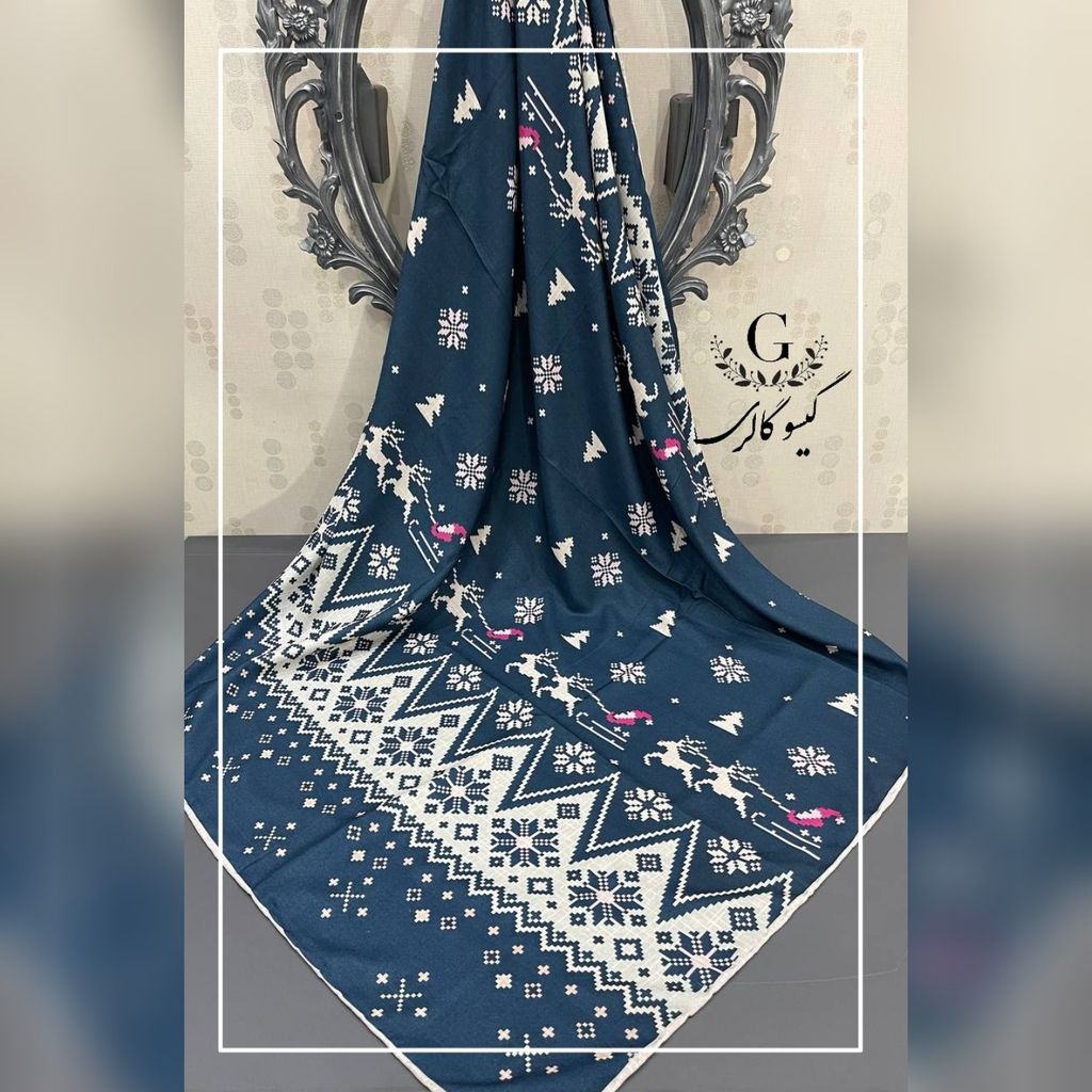 خرید آنلاین روسری پارچه باربارا دورو طرح دار  ترک وارداتی قواره بزرگ ارسال رایگان