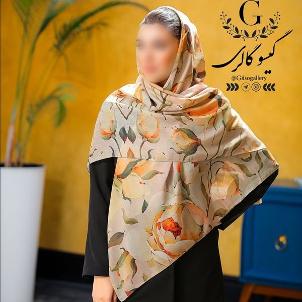 شال و روسری  اسپان چهار فصل طرح آبرنگی منگولدار