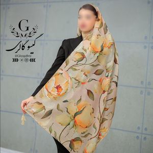 شال و روسری  اسپان چهار فصل طرح آبرنگی منگولدار