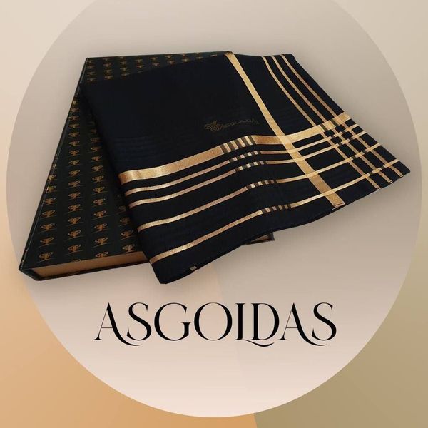 روسری مشکی دورو طرحدار طلا بافت زمینه برجسته  طرح برجسته برند آستک ترک وارداتی