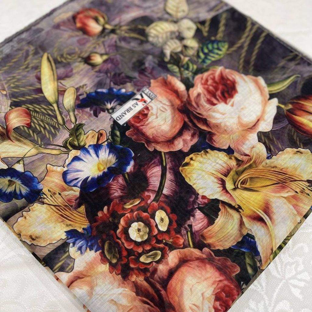 خرید آنلاین روسری نخی طرحدار  روز مادر  قواره بزرگ 140 ارسال رایگان