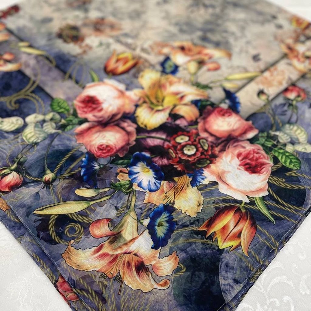 خرید آنلاین روسری نخی طرحدار  روز مادر  قواره بزرگ 140 ارسال رایگان