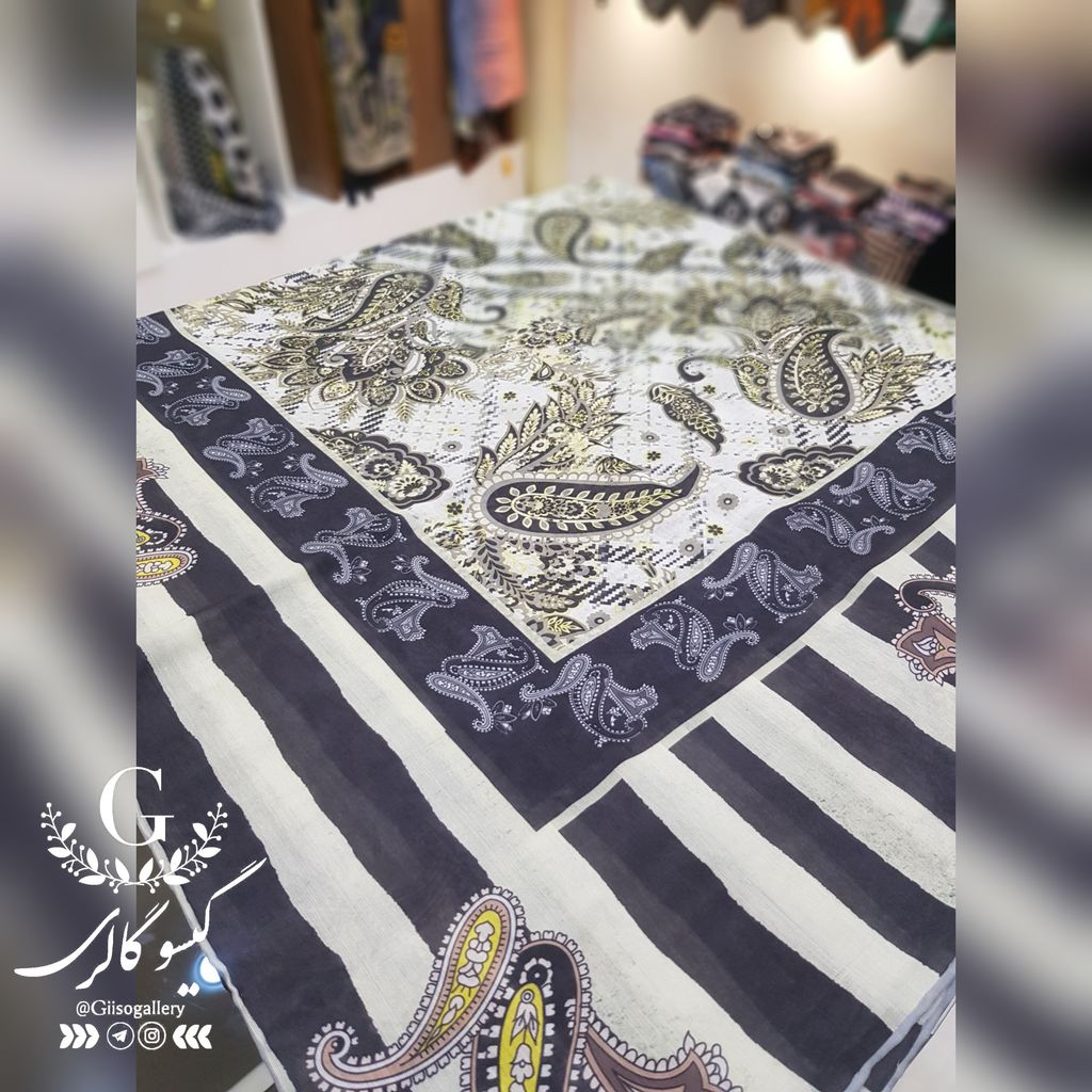 خرید آنلاین روسری نخی طرحدار  روز مادر  قواره بزرگ 140 ارسال رایگان