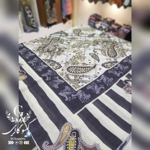 خرید آنلاین روسری نخی طرحدار  روز مادر  قواره بزرگ 140 ارسال رایگان