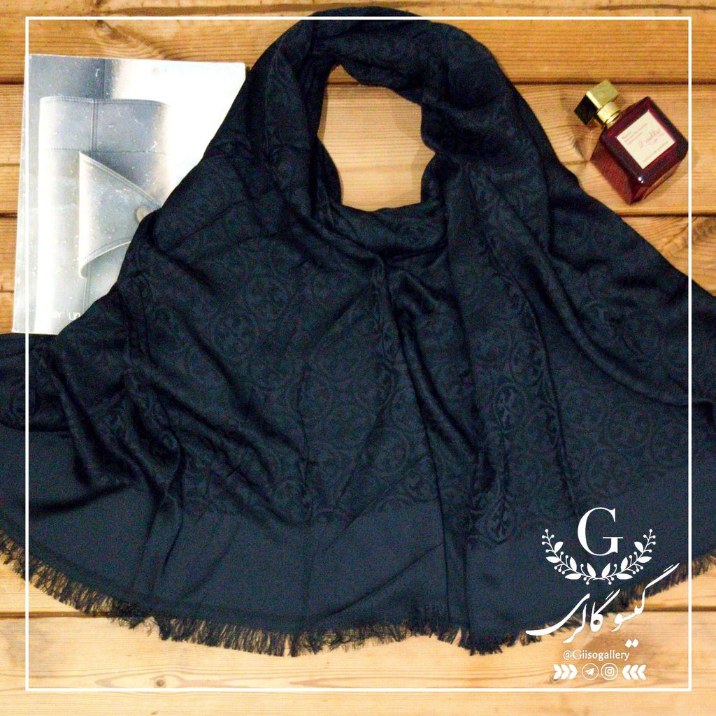 خرید اینترنتی شال ژاکارد مشکی مجلسی وارداتی برند طرحدار  لب ترک  طرحبندی